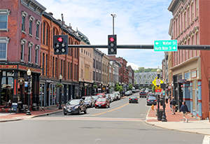 Washington St in Norwalk Connecticut only a few feet away from the aquarium.